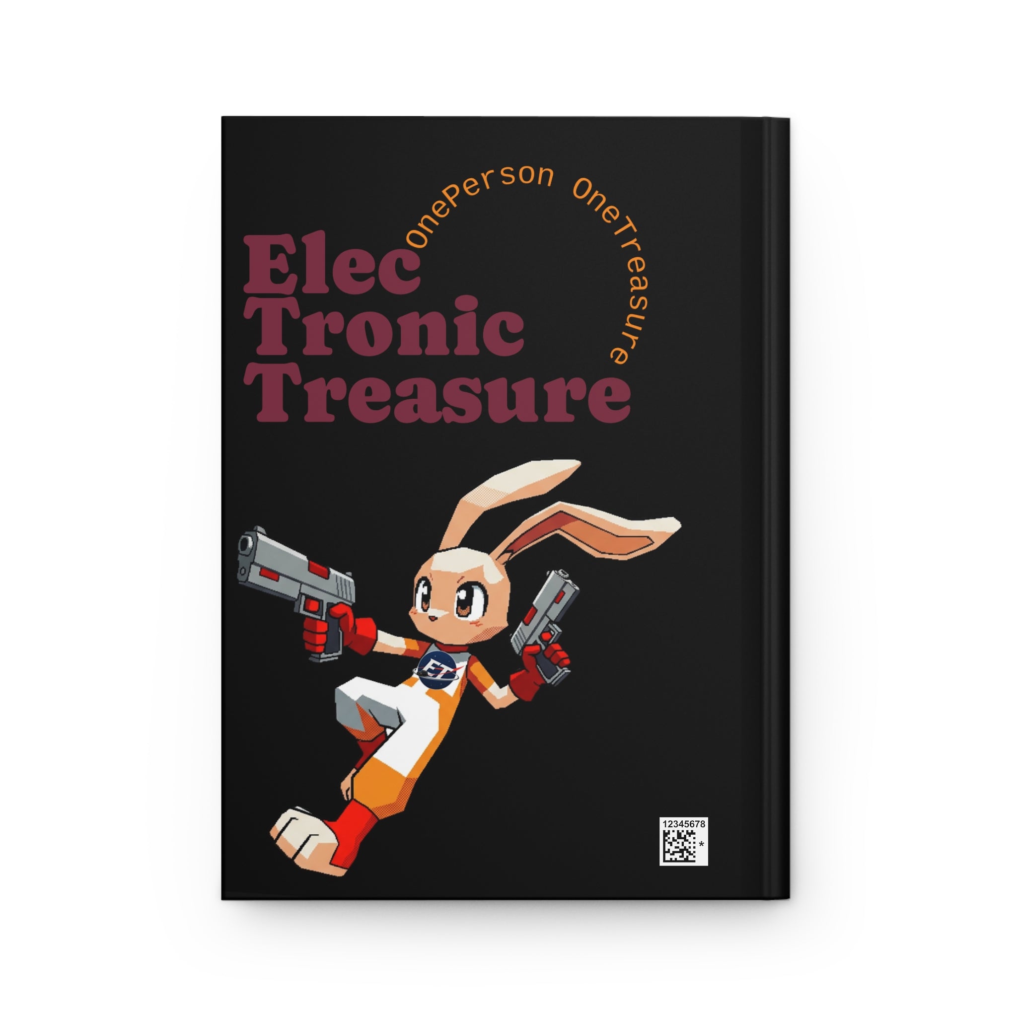 Crimson Gunslinger Hardcover Journal — Noir Detective Cover, Enzo the Rabbit Back | Electronic Treasure