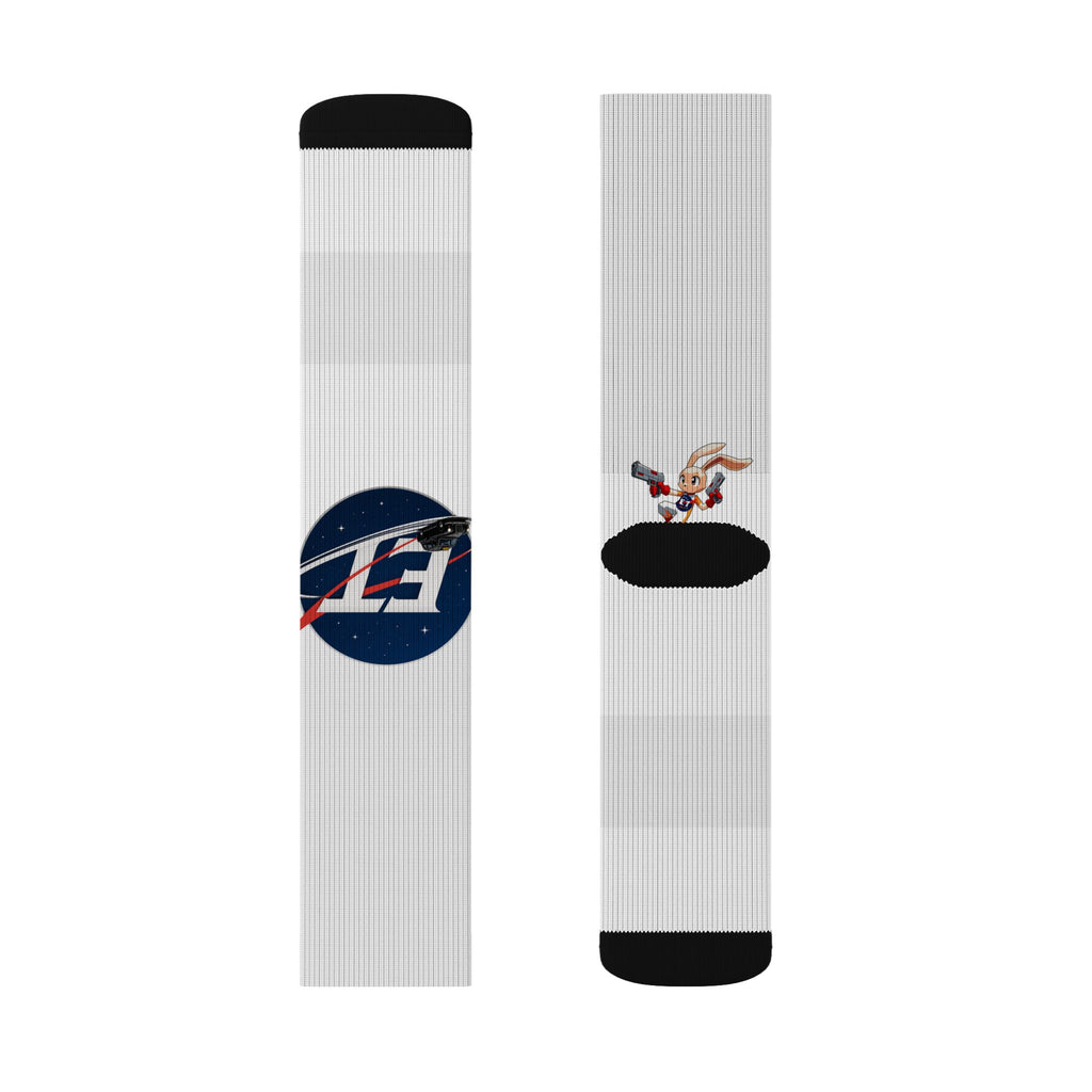 Electronic Treasure Sublimation Socks – Enzo Mascot & Electronic Treasure Logo Design