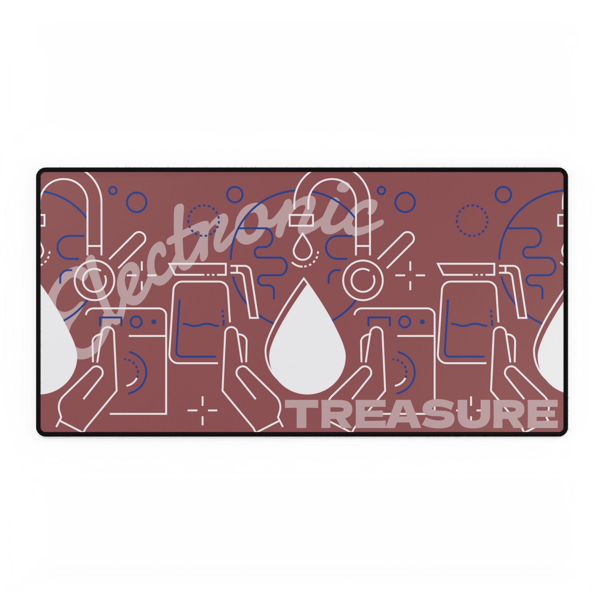 Electronic Treasure Cyberpunk Desk Mat — Neon Circuitry Treasure Map