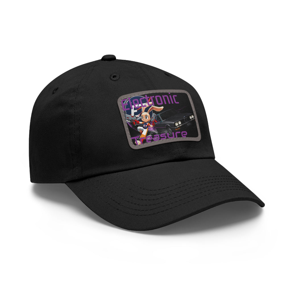 Electronic Treasure Dad Hat – Enzo Mascot Rectangular Leather Patch Cap