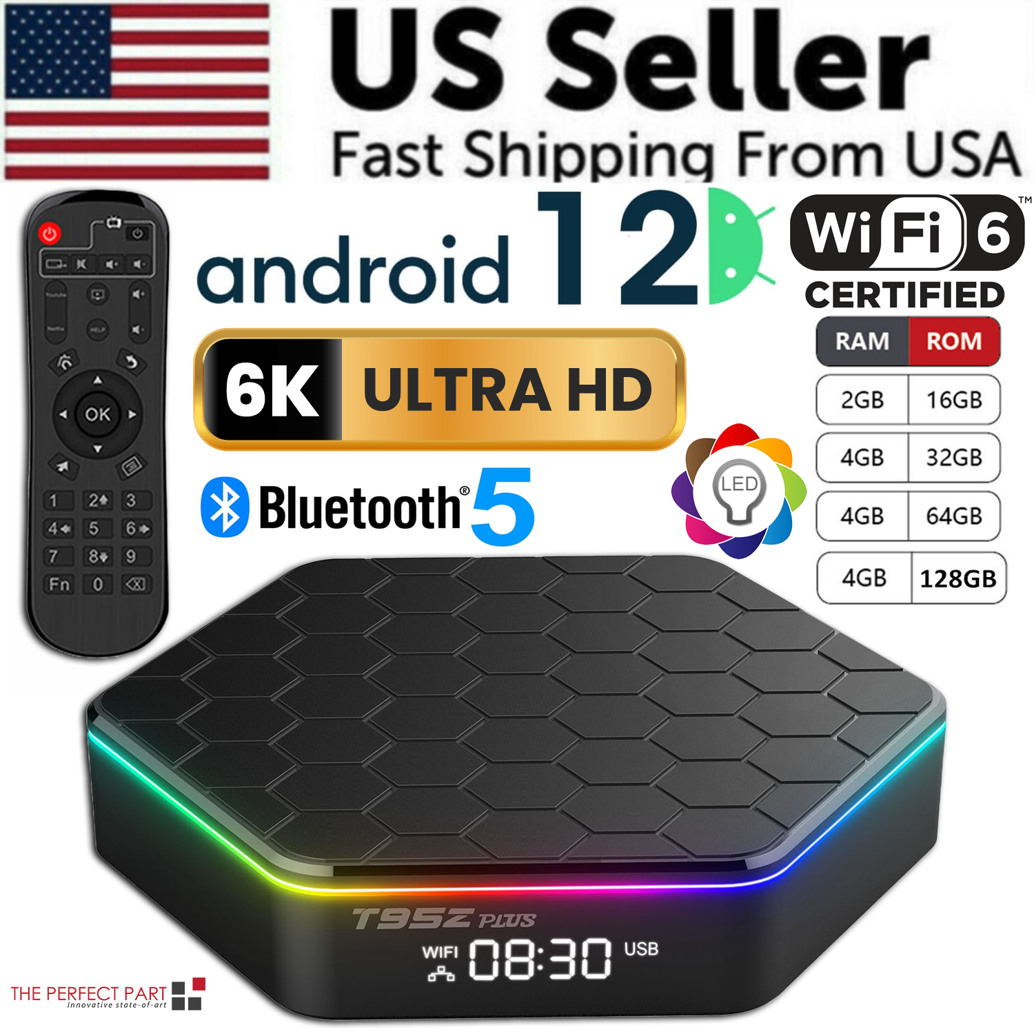 New Smart Gaming Android 12.0 TV Box Quad Core 6K HD Stream Player