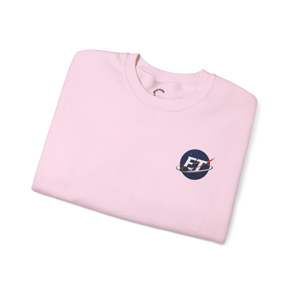 "Electronic Treasure" Embroidered Crewneck Sweater — Low Poly Rabbit Gunslinger Back Print | Unisex Long Sleeve