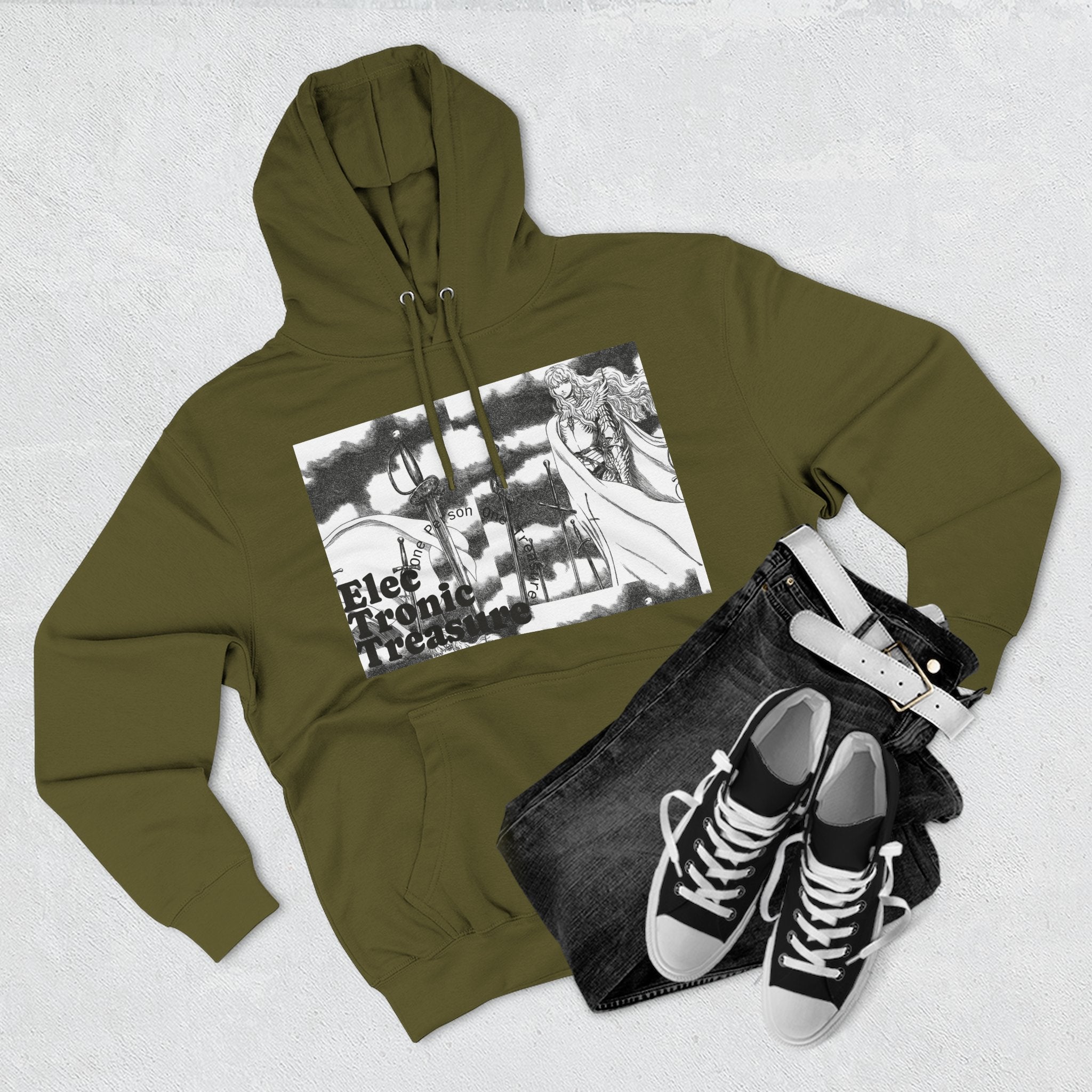 Griffith-Themed Fleece Hoodie — Electronic Treasure Graphic