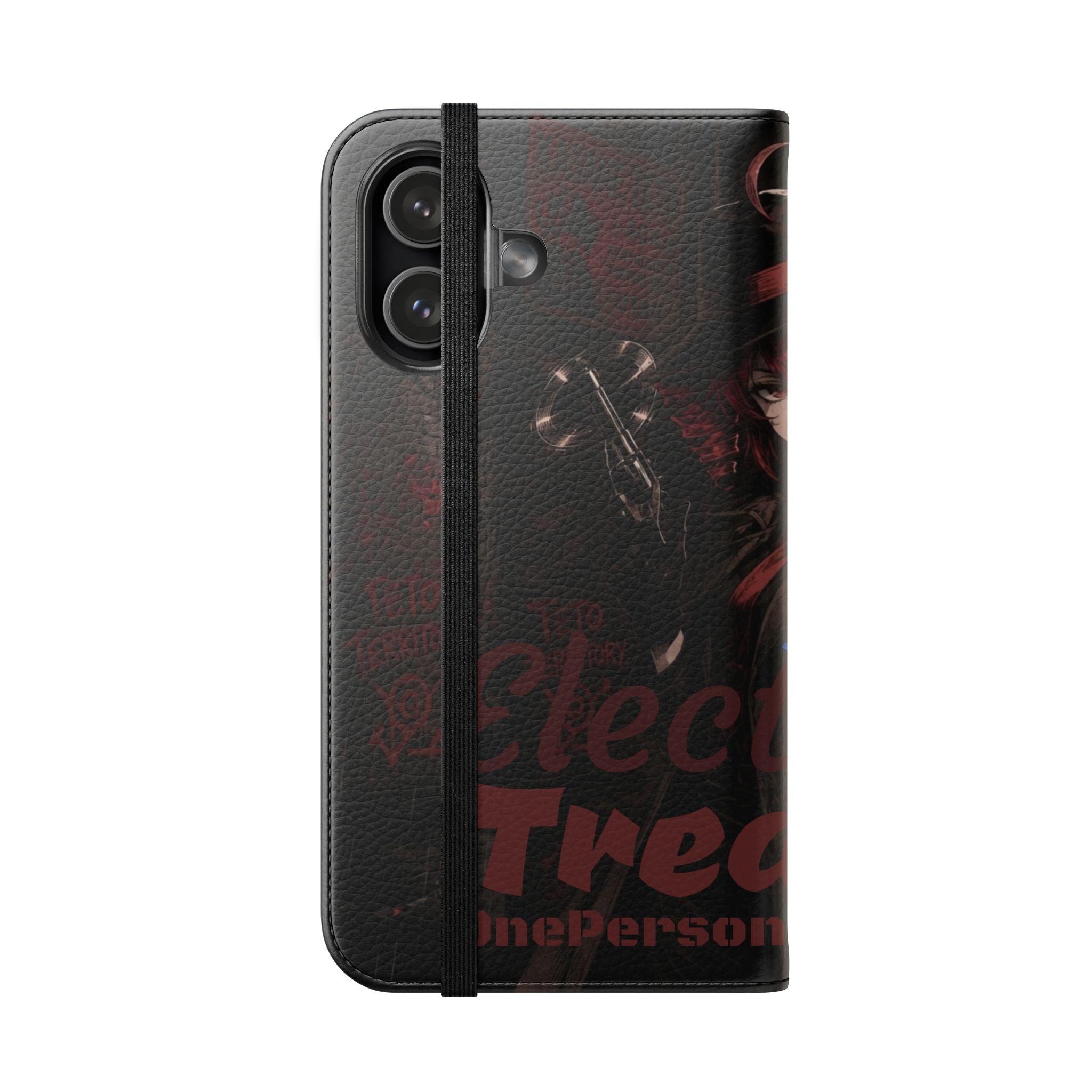 Kasane Teto "Gangsta Noir" Flip Phone Case | Gothic Anime Wallet Cover | Electronic Treasure