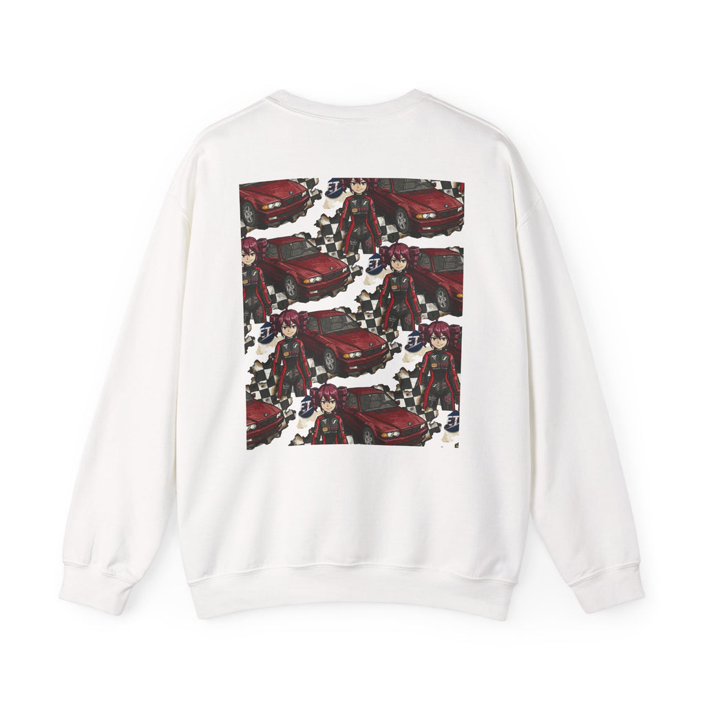 Red Retro Racer Anime Sweatshirt | Vaporwave JDM Car Graphic Crewneck | Y2K Streetwear Pullover | Unisex Racing Anime Print