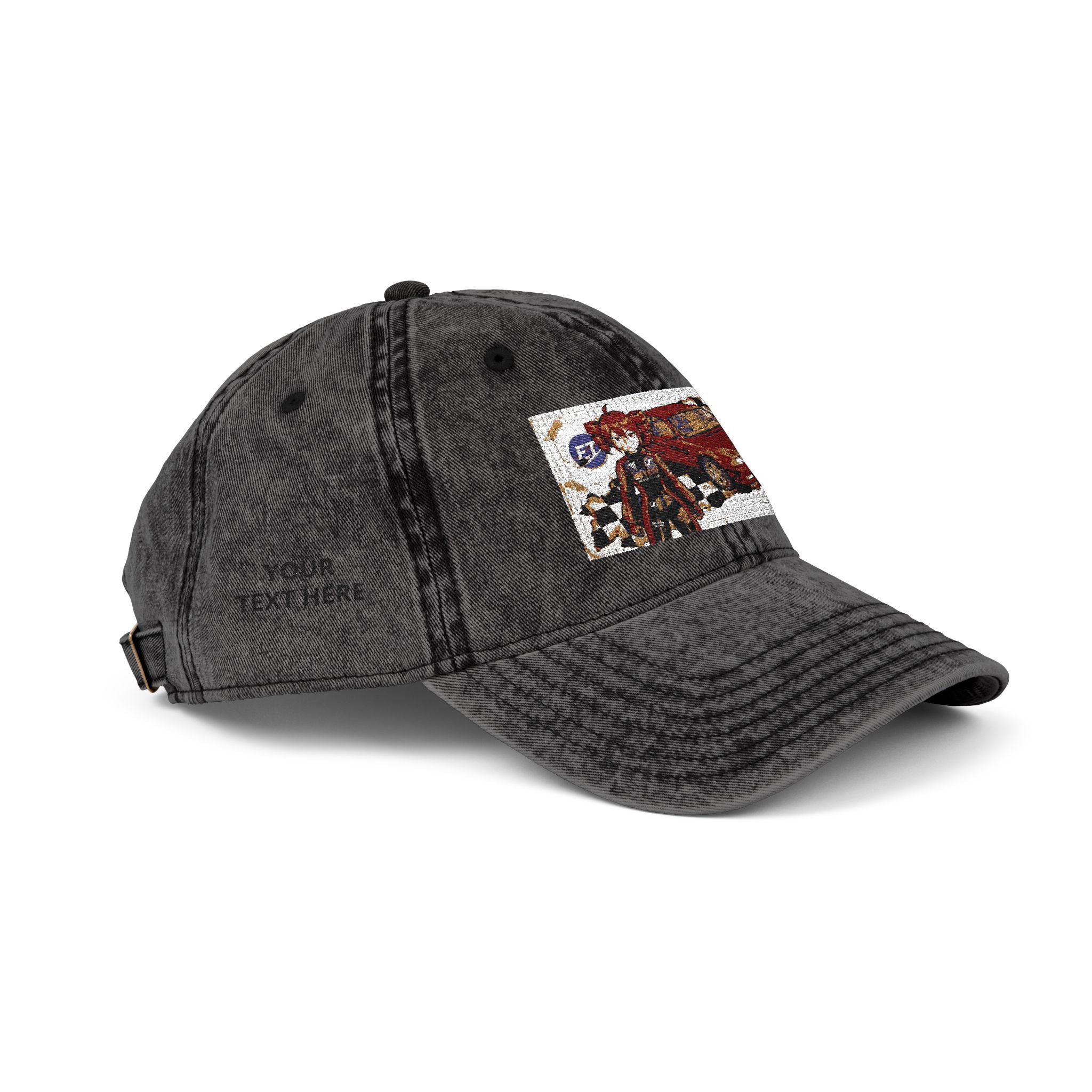 Red Haired Racer Vintage Embroidered Hat | Anime Racing Dad Cap | BMW Anime Washed Cap | Vocaloid Car Club Baseball Hat