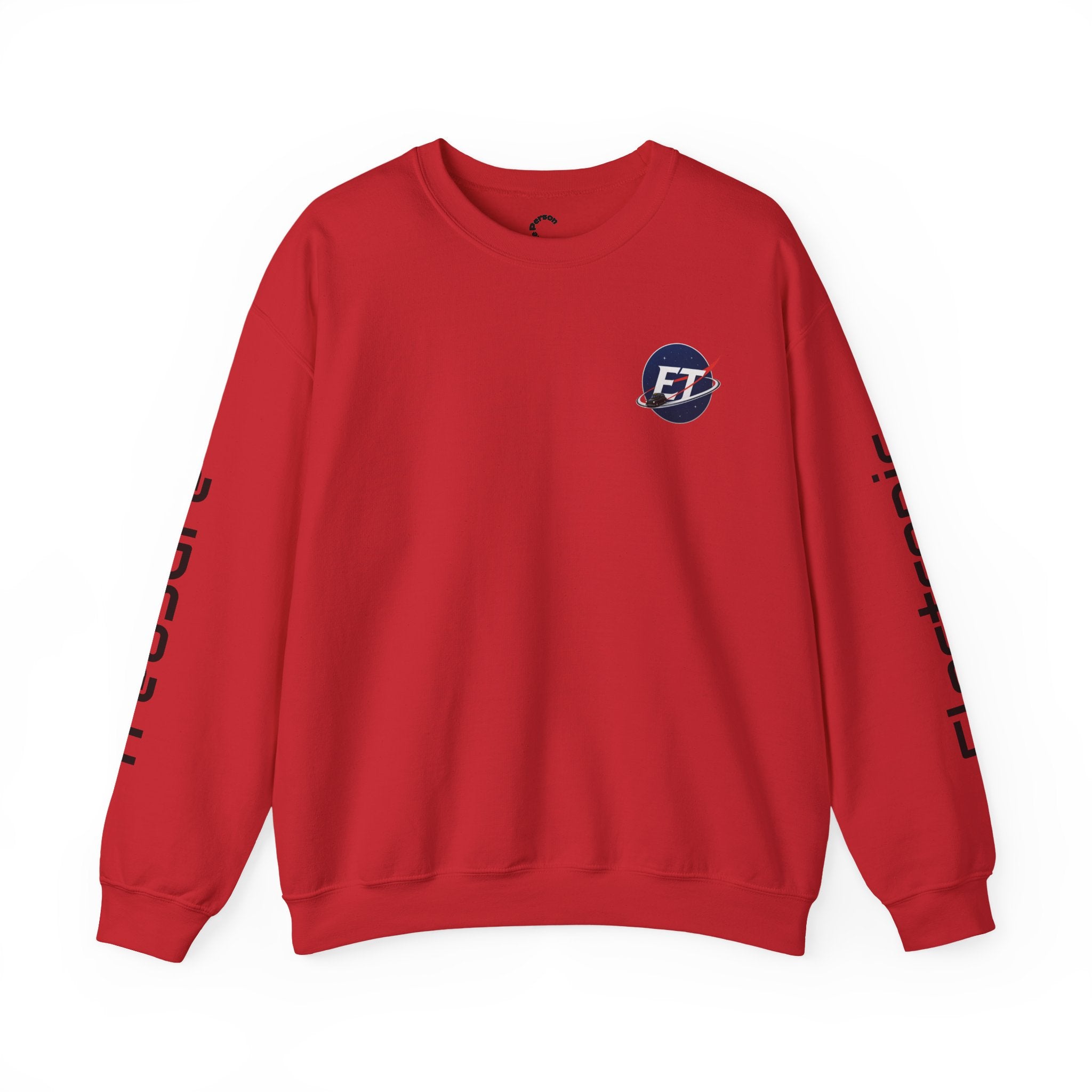 "Electronic Treasure" Embroidered Crewneck Sweater — Low Poly Rabbit Gunslinger Back Print | Unisex Long Sleeve