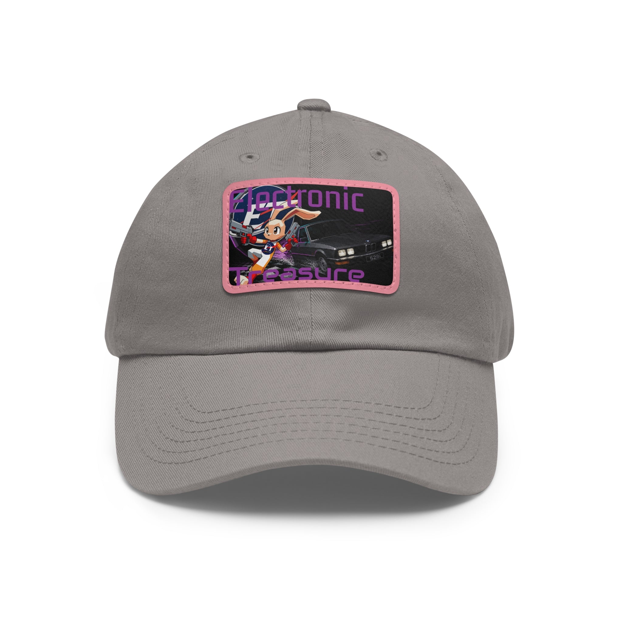 Electronic Treasure Dad Hat – Enzo Mascot Rectangular Leather Patch Cap