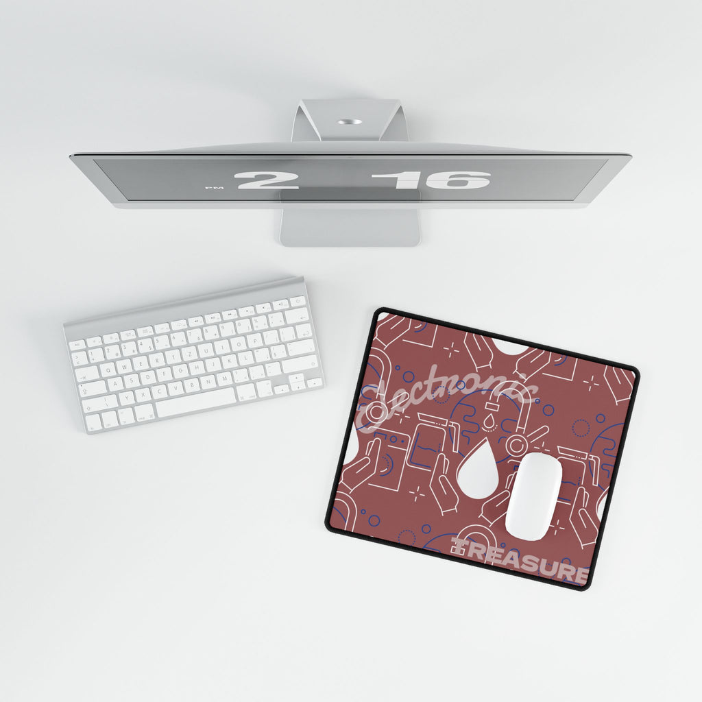 Electronic Treasure Cyberpunk Desk Mat — Neon Circuitry Treasure Map