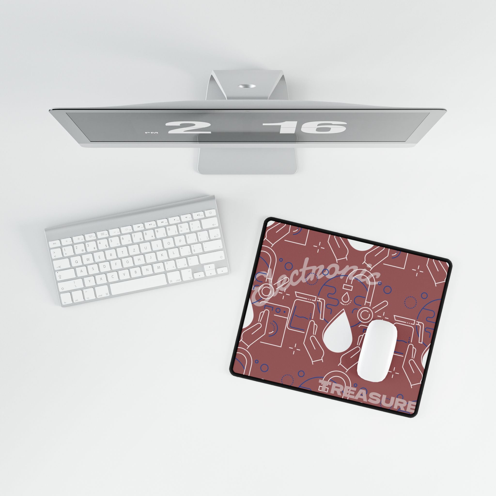 Electronic Treasure Cyberpunk Desk Mat — Neon Circuitry Treasure Map