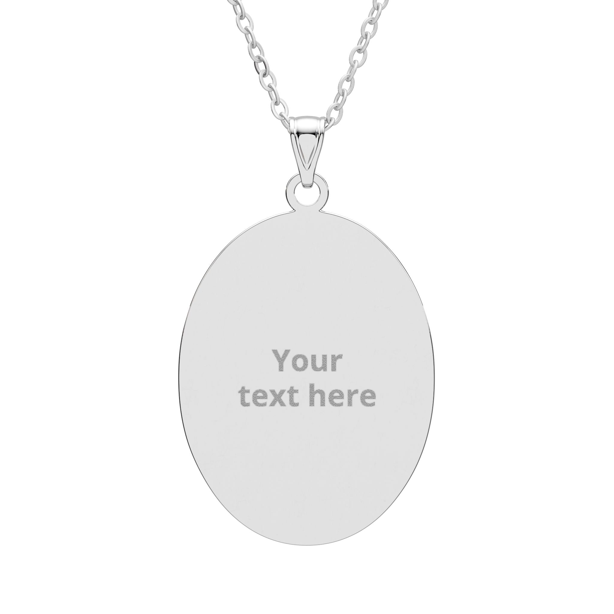 Engravable Oval Pendant Necklace — Personalized "Your text here" Keepsake