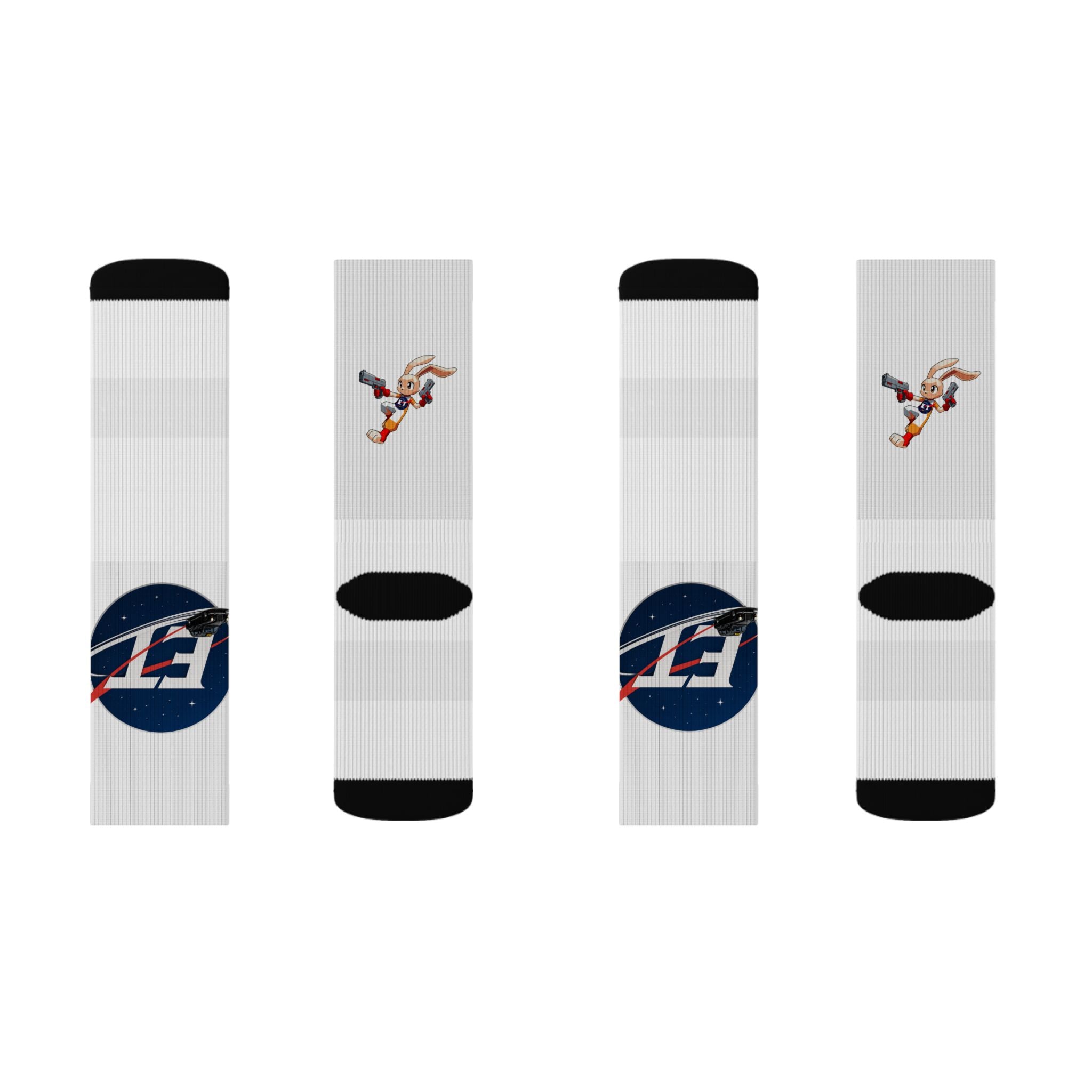 Electronic Treasure Sublimation Socks – Enzo Mascot & Electronic Treasure Logo Design