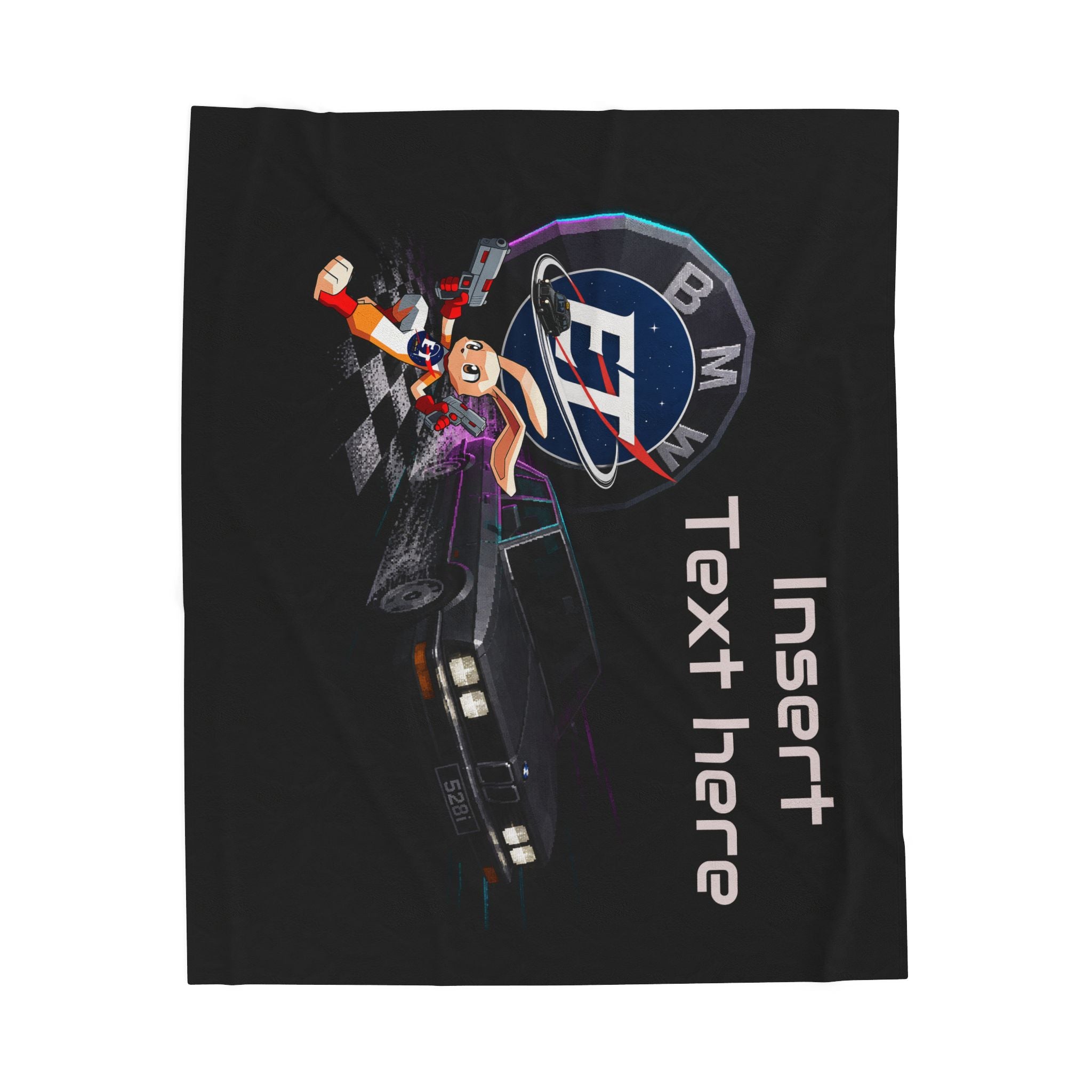 Electronic Treasure Velveteen Plush Blanket – Enzo Mascot Retro Racer Design