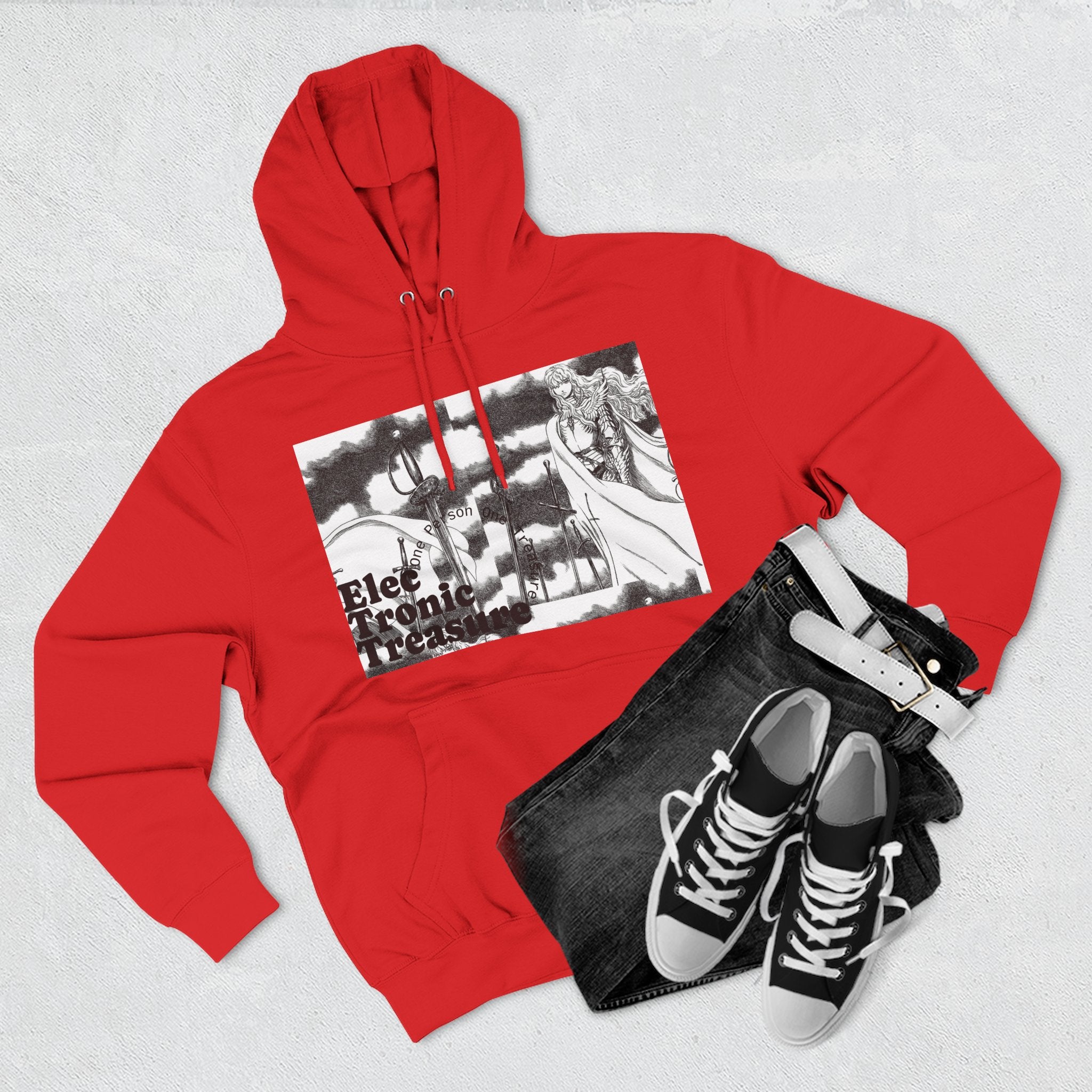 Griffith-Themed Fleece Hoodie — Electronic Treasure Graphic