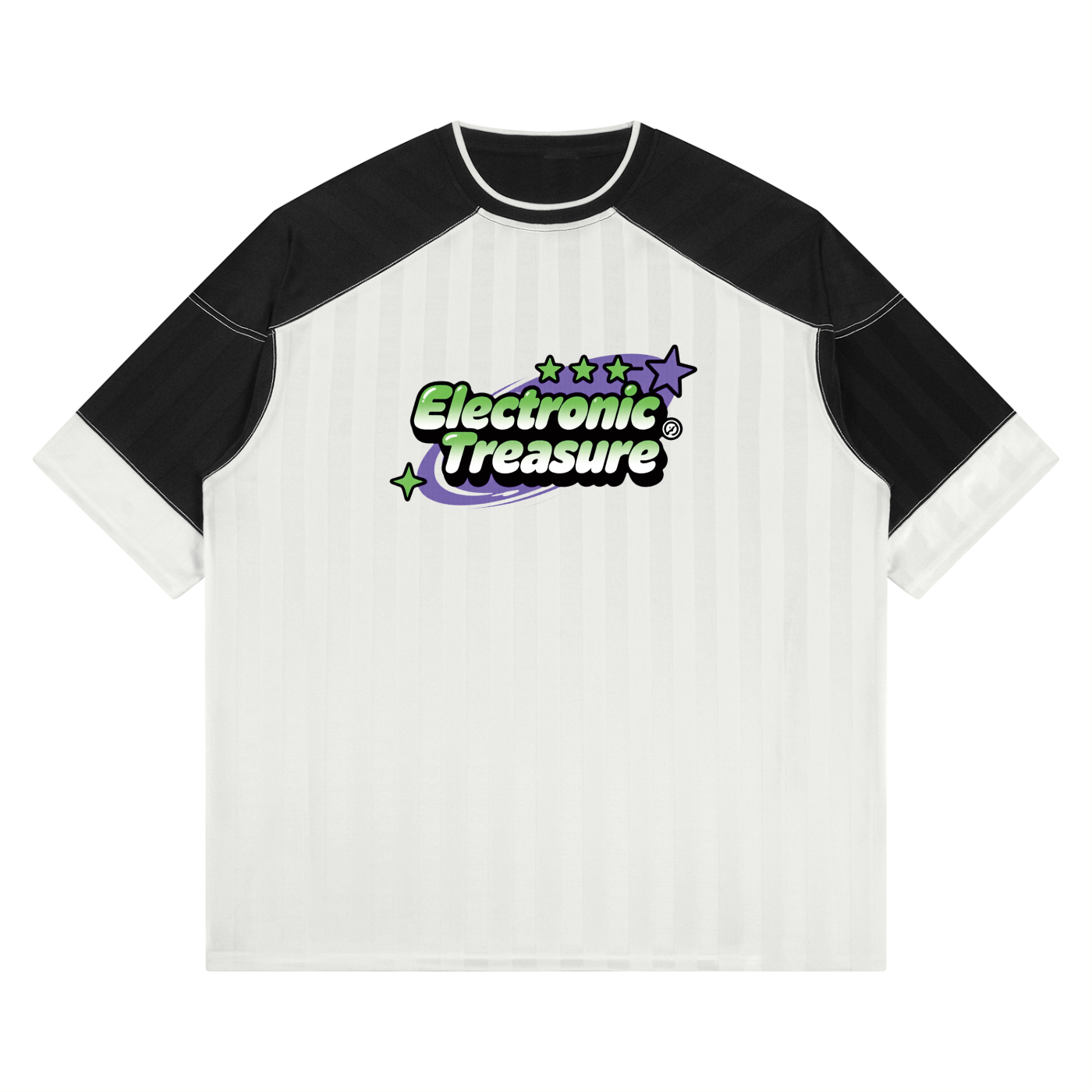Electronic Treasure "Enzo Vercetti" Oversized Jersey — Black & White Streetwear Football Tee